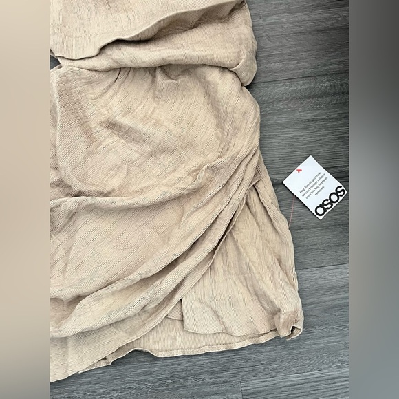 ASOS Design Size US 10 Asymmetric Drape Cut-Out Mini Dress Mocha - Picture 13 of 13